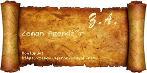 Zeman Agenór névjegykártya